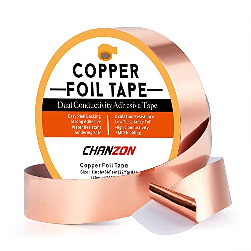 CHANZON Copper Foil Tape 25mm 1inch x 66ft Double Sided Conductive Adhesive - size: 5) 1inch x 66ft
