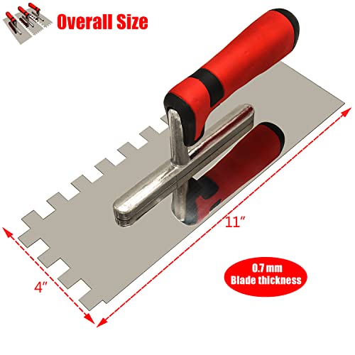 Stainless Steel Tile Tools Set 3PC, Trowel Concrete Tool, Notched Trowel