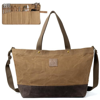 OneTigris Waxed Canvas Tool Tote Bag, 36L Heavy Duty Storage Bag