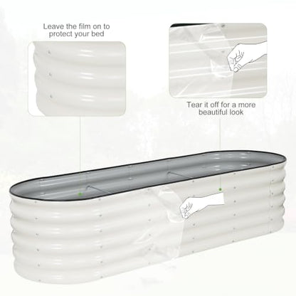 Galvanized Raised Garden Bed - 2 Pcs 6x2x1.4FT Planter Box, White - color: White, size: 6x2x1.4ft