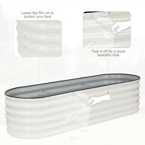 Galvanized Raised Garden Bed - 2 Pcs 6x2x1.4FT Planter Box, White - color: White, size: 6x2x1.4ft