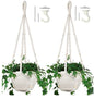 2 Pack Macrame Plant Hanger Large for 12 inch Pot, Large Plant Hanger - color: White