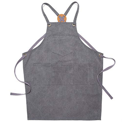 NEOVIVA Work Apron for Kid Boys with Pockets,Canvas Tool Apron for Kids - color: Frost Gray