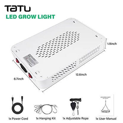 TATU 1000w LED Grow Light for Indoor Plants, Full Spectrum Plant Light - size: 12.6"D x 8.7"W x 1.9"H