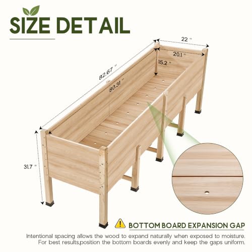 AMERLIFE 7x2 Ft Raised Garden Bed with Legs and Drainage Holes - color: Light Wood, size: 7x2 FT-16 In Depth