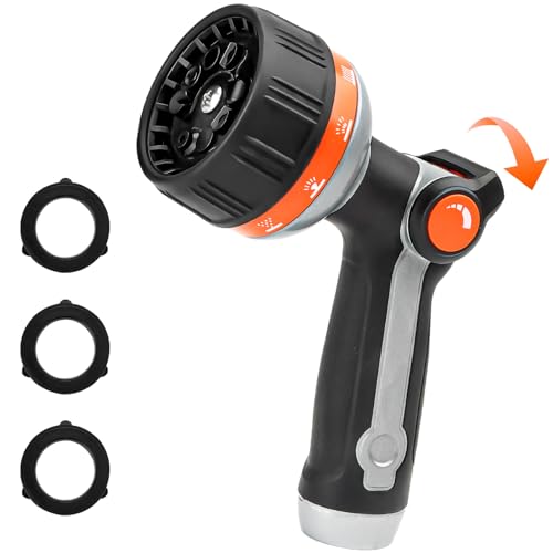 BIBURY Garden Hose Nozzle Sprayer, Heavy Duty Metal with 10 Spray Patterns