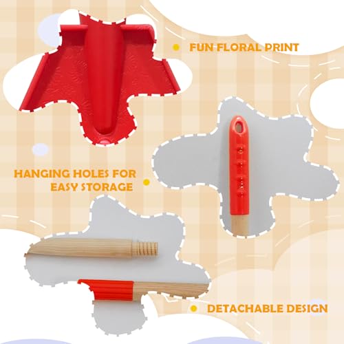 Kids Leaf Rake - 3-Section Adjustable Handle, Lightweight, Wood & Plastic, Small Garden Tool for Children (Red) - color: Red