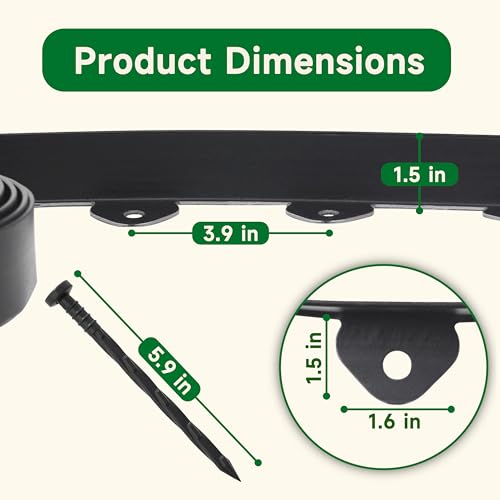 Gardzen 1.5" x 80' Landscape Edging Kit - color: Black, size: 1.5IN-80FT