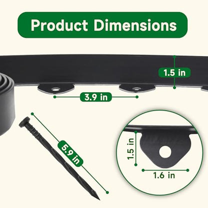Gardzen 1.5" x 33' Landscape Edging Kit - color: Black, size: 1.5IN-33FT