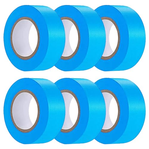 6 Pack Blue Flagging Tape, Non-Adhesive Plastic Ribbon Neon Marking Roll - color: Blue