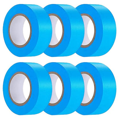 6 Pack Blue Flagging Tape, Non-Adhesive Plastic Ribbon Neon Marking Roll - color: Blue