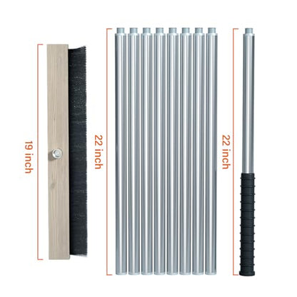 Leaf Roof Brush Cleaning Kit, Stainless Steel Pole (Extends 2ft to 16.5ft), Rake for All Roof Types & Solar Panels