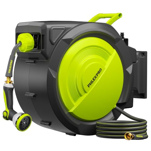 110 FT 1/2" Retractable Garden Hose Reel, Wall Mount - color: Upgrade-green, size: 110FT-1/2"
