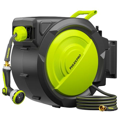 110 FT 1/2" Retractable Garden Hose Reel, Wall Mount - color: Upgrade-green, size: 110FT-1/2"