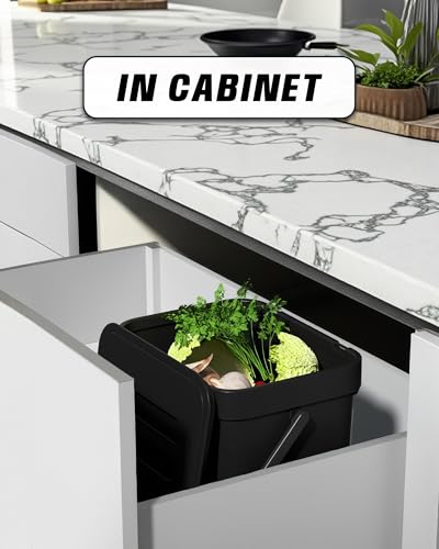 1.8 Gal Countertop Compost Bin, Hanging Trash Can 7L/Black - color: BLACK, size: 7 L / 1.8 Gal - Lid