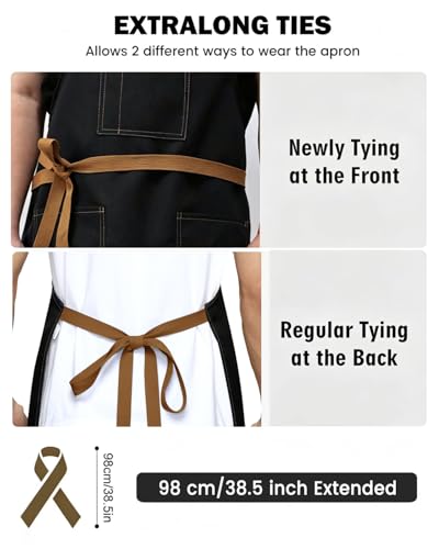 Unisex Heavy Duty Chef Apron w/Adjustable Strap & Large Pockets - color: Black 003