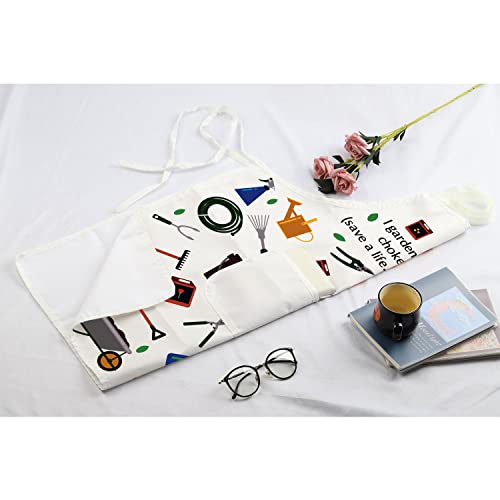 MBMSO Gardener Apron I Garden So I Don't Choke People Save a Life Send Mulch Funny Gardening Aprons with Pockets Waterproof