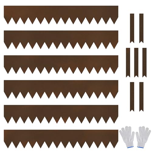Worth Garden 20ft. Galvanized Steel Landscape Edging - 6-Pack 6.5" x 40" Metal Edging for Landscaping with 7 Stakes, Bronze Powder Coating Hammer-in Lawn Edging for Yard Pathway Divider - color: Bronze, style: 6-Pack 6.5"x40"