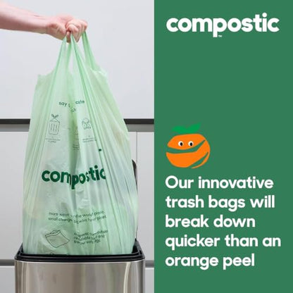 Compostic Compostable Trash Bags, 1.6 Gallon Mini Bin, 100 Ct - size: 100 Count (Pack of 1), style: Mini 1.6 Gallon