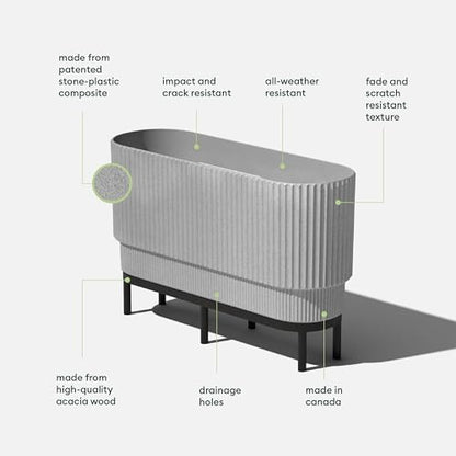 Veradek Demi Series Raised Long Planter - Wide Planter with Stand - color: Grey/Black, size: 30 inch - 2 Pack