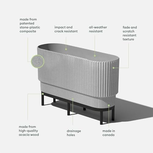 Veradek Demi Series Raised Long Planter - Wide Planter with Stand - color: Grey/Black, size: 30 inch - 2 Pack