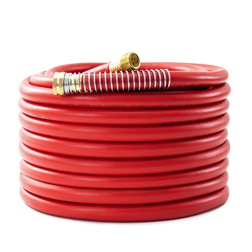5/8" Garden Hose 75ft, -40℉ To 190℉ Hot/Cold Rubber hose, Red - color: Red, size: 75Ft