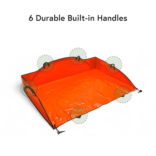 Leaf Tarp for Fast Yard Cleanup –Leaf Collection Tarp with 6 Handles & Ground Stakes – Lawn Leaf Bag for Raking, Garden Debris & Yard Waste Removal, Wind Proof, 5’ x 7’ Large Capacity - size: 5' x 7'