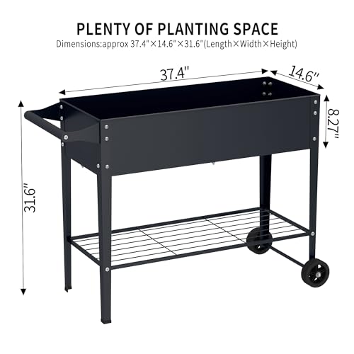 Elevate 2Pcs 32" Tall Raised Garden Bed with Wheel,Planter Box for Backyard,Outdoor Garden, Patio, Balcony, 400lb Capacity,Grey - size: 37.4"x14.6"x31.6", style: Grey(2PCS)