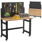 Mobile Folding Workbench, Pegboard & Wood Top Work Table, 1 Pack - size: 59"H x 47.2"W x 23.6"D
