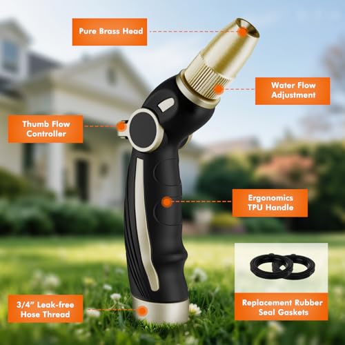 RESTMO Garden Hose Nozzle, Heavy Duty Water Hose Sprayer Nozzle, Black - color: Bronze, size: 4 Watering Patterns