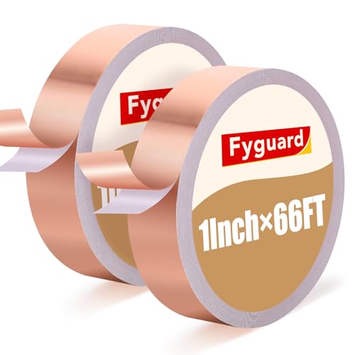 2 Rolls Copper Foil Tape 1IN × 65Ft Copper Tape for Shielding Grounding