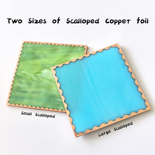 ARTIMUSES Double Edged Scalloped Copper Foil Tape for Stained Glass, DIY Handicrafts, Crafting (Large Scalloped) - color: large scalloped