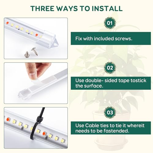Grow Light Strips for Indoor Plants, 16" Full Spectrum Plant Light - size: 2 Bars 2 Pack