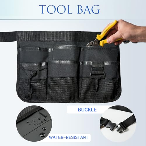 Tool Apron, 12.9x9Inch Garden Apron Adjustable Belt Utility Waist Pack Multi Compartment Suitable for Use in Restaurants, Gardening, Nursing,Construction Work