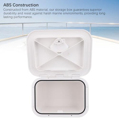 Marine Boat Storage Box ABS 37.5X27X17.5cm Boat Embedded Storage for Bait Fishing Gear Tools White