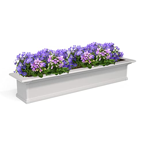 Mayne Yorkshire 60in Self-Watering Rectangular Window Box Planter, White - size: 60in, style: Traditional