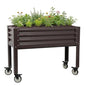 Anleolife Rolling Elevated Raised Garden Bed with Wheels, CaféBronze - color: Cafébronze, size: 48x18x35 in