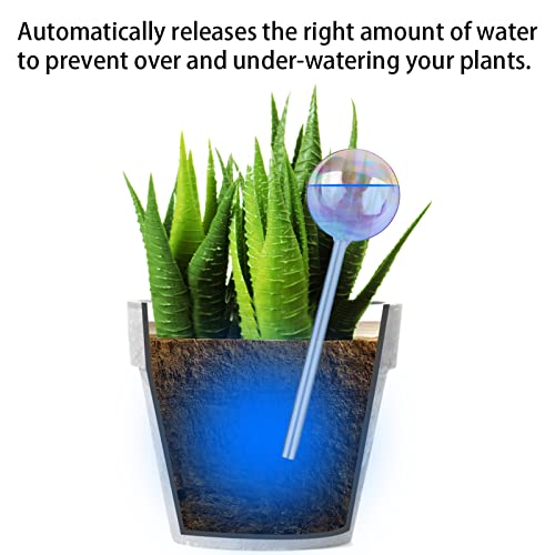 Tomorotec 3Pcs Rainbow Glass Plant Watering Globes, Self Watering Spikes - color: Iridescent 3-Pack