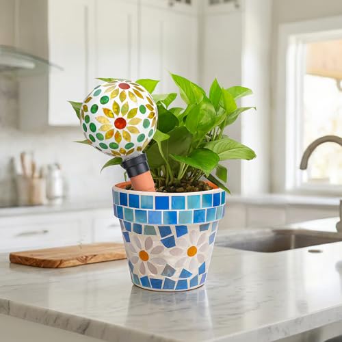 Ceramic Small Plant Pot with Drainage Hole, 4 in Succulent Planter - color: Flower