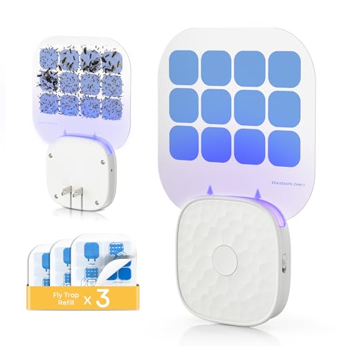 Fruit Fly Traps for Indoors Plug-in with Double-Sided Sticky Glue Cards
