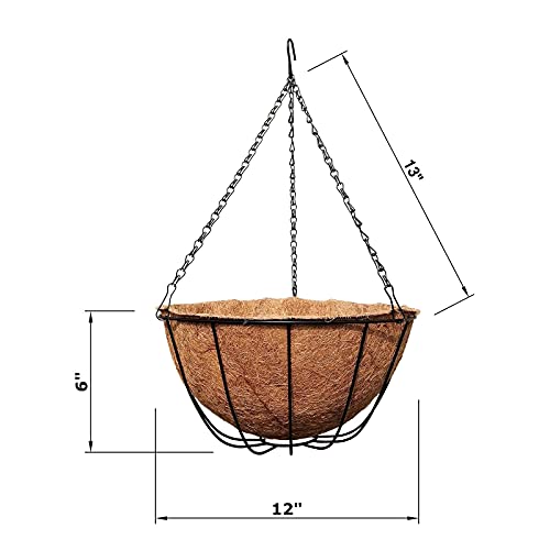 MTB Supply 2 Pack 12 Inch Garden Hanging Baskets Traditional Style with Coco-Liner for Home Balcony Patio Decoration Outdoor Planter - size: 12" Plain 2pack