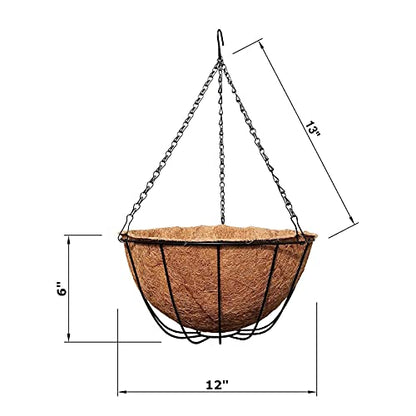 MTB Supply 2 Pack 12 Inch Garden Hanging Baskets Traditional Style with Coco-Liner for Home Balcony Patio Decoration Outdoor Planter - size: 12" Plain 2pack