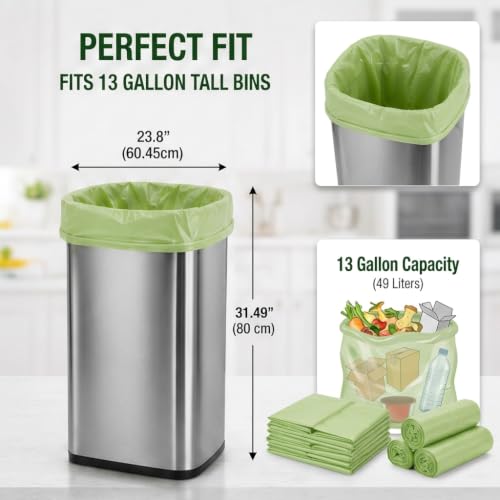 OrangeBio 13 Gallon Compostable Trash Bags, 50 Count, BPI Home Certified - size: 50 Count (Pack of 1)