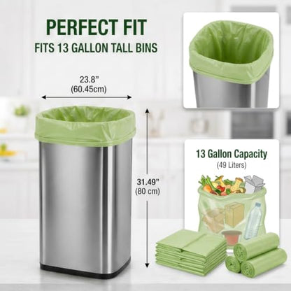 OrangeBio 13 Gallon Compostable Trash Bags, 50 Count, BPI Home Certified - size: 50 Count (Pack of 1)