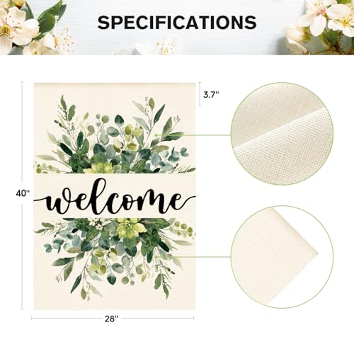 AVOIN colorlife Spring Summer Floral Welcome House Flag Outside 28x40 Inch - size: House Size-28 x 40"
