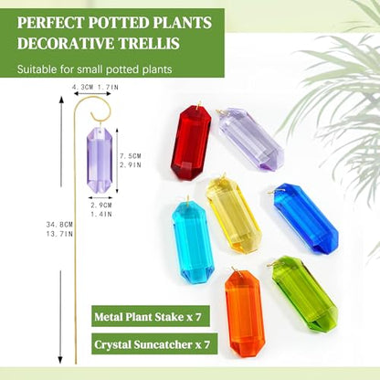7 Pack Crystal Prisms Suncatcher Plant Stake for Indoor Window Sun Catchers - color: 7 Pack Colorful