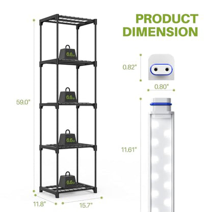 5-Tier Indoor Plant Shelf with Grow Lights, 11.8x15.7x59 - size: plant shelf with light -11.8×15.7×59inch
