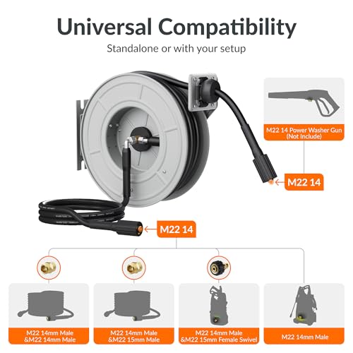 Giraffe Tools Pressure Washer Hose Reel 65ft, 3200 PSI
