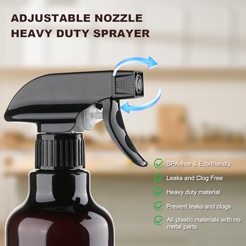 12oz/350ml Plastic Spray Bottles 1 Pack, Adjustable Mist/Stream - color: 16.9oz-Brown