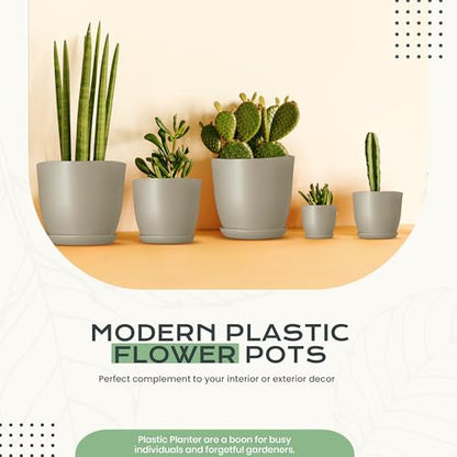 Plant Pots Indoor with Drainage, 10 Pack Multi-Size Planters Set, Grey - color: Gray, size: Pack of 10